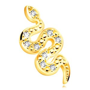 Pandantiv din aur 14K - un șarpe ondulat care se târăște, mici zirconii clare imagine