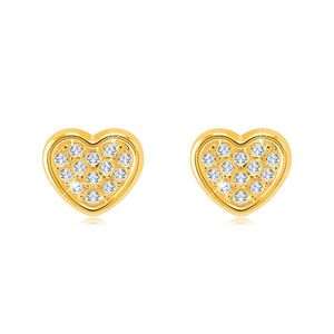 Cercei din aur de 14 K - inimă cu zirconii clare încorporate imagine