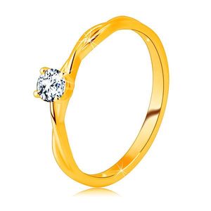 Inel de logodnă din aur galben de 14 K - zirconiu transparent în inel - Marime inel: 49 imagine
