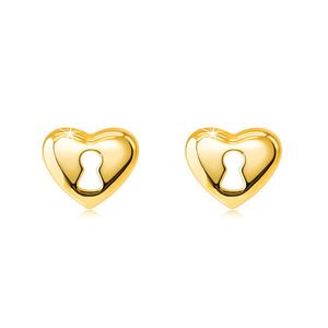 Cercei din aur de 9 K - inimă cu decupaj în formă de cheie, închidere de tip fluturaș imagine