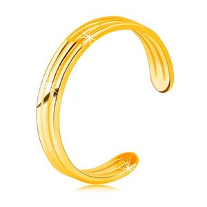 Inel din aur galben 585 cu umeri deschiși - trei benzi subțiri netede - Marime inel: 49 imagine