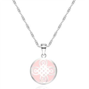 Colier din argint 925 - pandantiv în formă de inel, motiv celtic, fond roz imagine