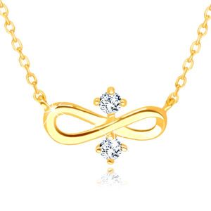 Colier cu diamante din aur galben 585 - simbol „INFINIT”, două diamante clare imagine