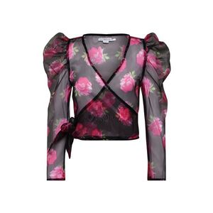 IVYREVEL Bluză 'PUFF SHOULDER ORGANZA TOP' roz / negru imagine
