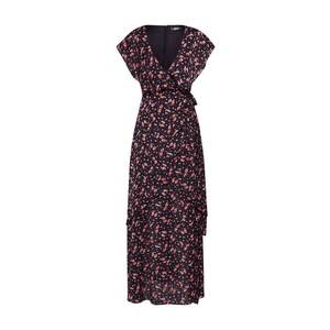 Missguided Rochie 'Floral Plunge Wrap Ruffle High Low Dress' roșu / negru imagine