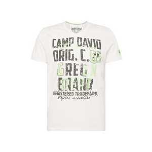 CAMP DAVID Tricou alb / verde neon / negru imagine