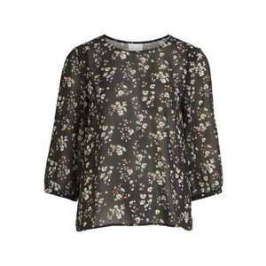 VILA Bluză 'Blossoms' negru / alb / galben / pepene imagine