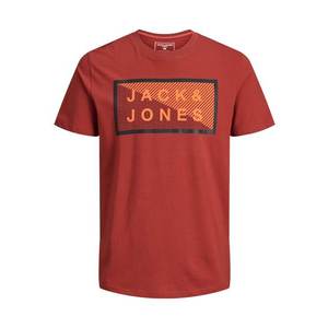 JACK & JONES Tricou 'JCOSHAWN' negru / roșu pastel / portocaliu deschis imagine