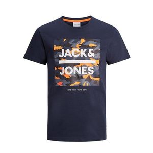 Jack & Jones Junior Tricou albastru închis / portocaliu / alb / albastru porumbel imagine