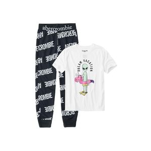 Abercrombie & Fitch Pijamale negru / alb imagine