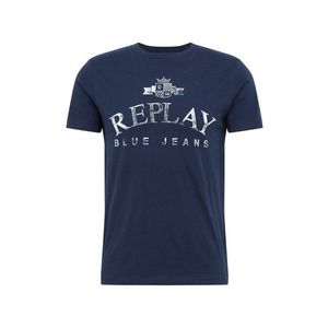 REPLAY Tricou navy / alb imagine