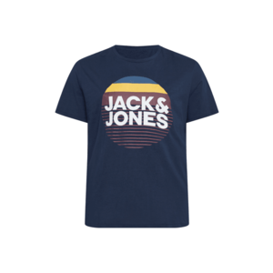 Jack & Jones Plus Tricou 'META' navy / alb / galben imagine