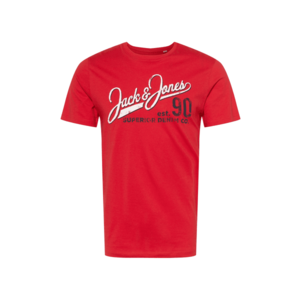 JACK & JONES Tricou alb / negru / roșu carmin imagine