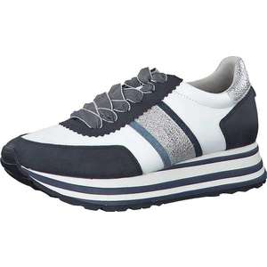 TAMARIS Sneaker low alb / argintiu / albastru închis imagine