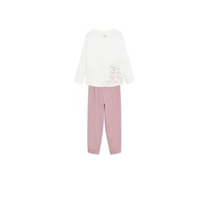 MANGO KIDS Pijamale 'Bunny' alb / auriu - roz imagine