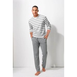 H.I.S Pijama lungă gri / alb imagine