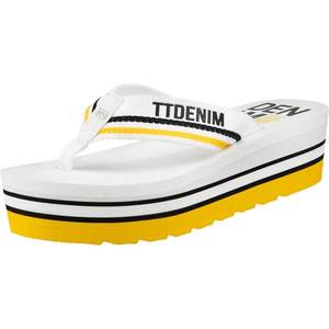 TOM TAILOR Flip-flops negru / galben / alb imagine