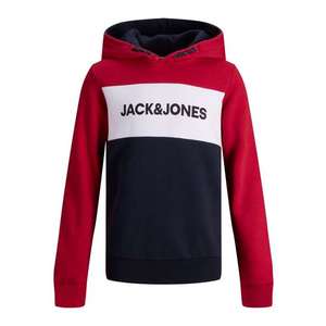 Jack & Jones Junior Bluză de molton roșu / bleumarin / alb imagine
