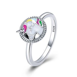 Inel din argint cu Unicorn Colorat imagine