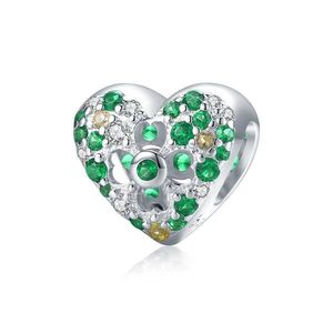 Talisman din argint Green Heart Clover imagine