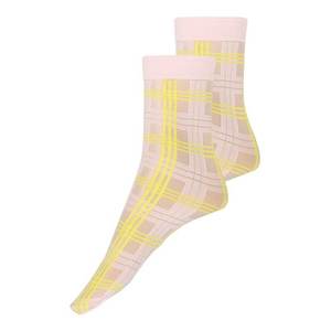 Swedish Stockings Șosete 'Greta Tartan Socks Light Pink/Neon Yellow' galben neon / roz imagine