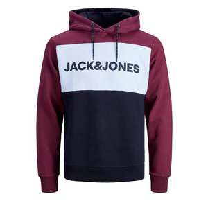 JACK & JONES Bluză de molton 'JJELOGO BLOCKING SWEAT HOOD NOOS' roșu rubin / alb / negru imagine