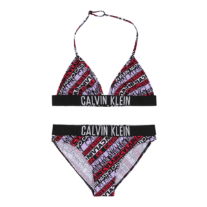 Calvin Klein Swimwear Costum de baie două piese negru / alb / moveină / roși aprins imagine