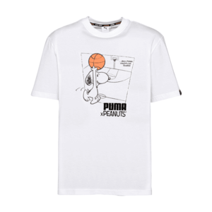 PUMA Tricou 'Peanuts' alb / negru / portocaliu imagine