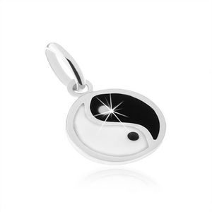Pandantiv realizat din argint 925, simbol Yin și Yang alb și negru al echilibrului imagine