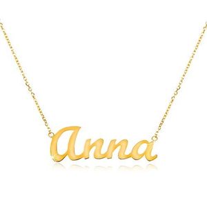 Colier ajustabil din aur de 14K, cu numele Anna, lanț subțire imagine