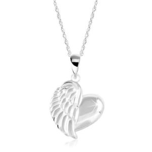 Colier din argint 925, inima strălucitoare cu aripă de înger imagine
