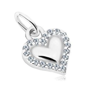 Pandantiv din argint 925 - inimă strălucitoare, contur de zirconii transparente imagine