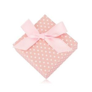 Cutie de cadou pentru cercei sau două inele - buline, culoare roz pastel, fundă imagine