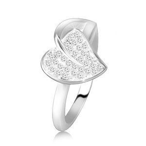 Inel din argint 925 - tulpină lucioasă cu frunză și zirconii sclipitoare - Marime inel: 49 imagine