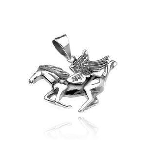 Pandantiv argint - calul Pegasus cu aripi, efect ușor oxidat imagine