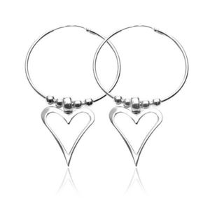 Cercei argint 925 - cercuri cu mărgele și inimă asimetrică imagine