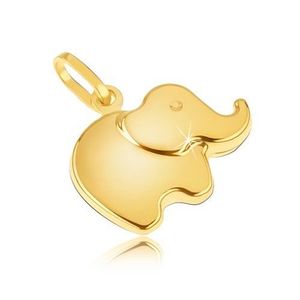 Pandantiv din aur galben 14K - elefant mic strălucitor rotunjit imagine