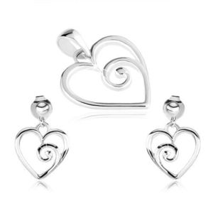 Set din argint 925, pandantiv şi cercei, contur de inimă cu o spirală imagine