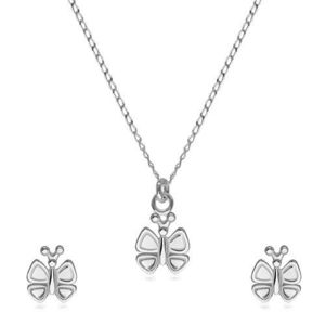 Set din argint 925 - cercei și colier, fluture cu aripi împodobite imagine