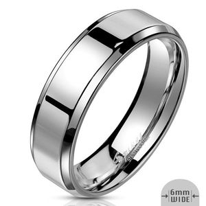 Inel din oțel în culoare argintie - o bandă cu finisaj lucios, 6mm - Marime inel: 49 imagine