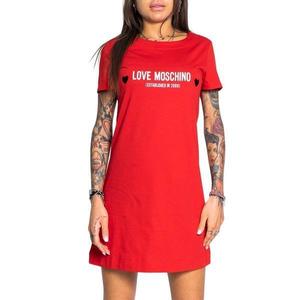 Rochie tip tricou cu imprimeu logo Love Moschino, Rosu, 38 imagine