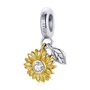 Talisman din argint Golden Sunshine Flower & Leaf imagine