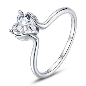 Inel din argint Simple Heart Crystal imagine