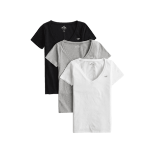 HOLLISTER Tricou alb / negru / gri amestecat imagine