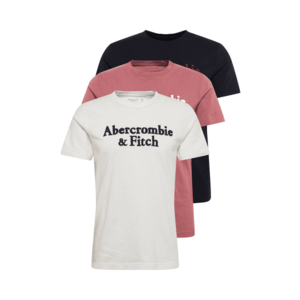 Abercrombie & Fitch Tricou alb / bleumarin / roșu deschis / rubiniu imagine
