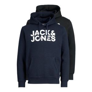 JACK & JONES Bluză de molton negru / bleumarin / alb imagine