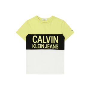 Calvin Klein Jeans Tricou galben lămâie / alb / negru imagine