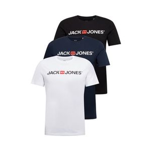 JACK & JONES Tricou alb / bleumarin / negru / roșu orange imagine