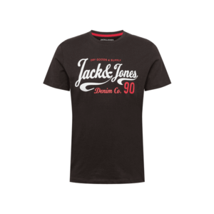 JACK & JONES Tricou 'MOON' negru / alb / roșu rodie imagine