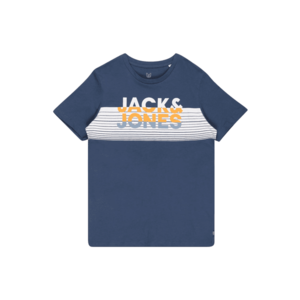 Jack & Jones Junior Tricou 'BRIXI' bleumarin / alb / portocaliu imagine